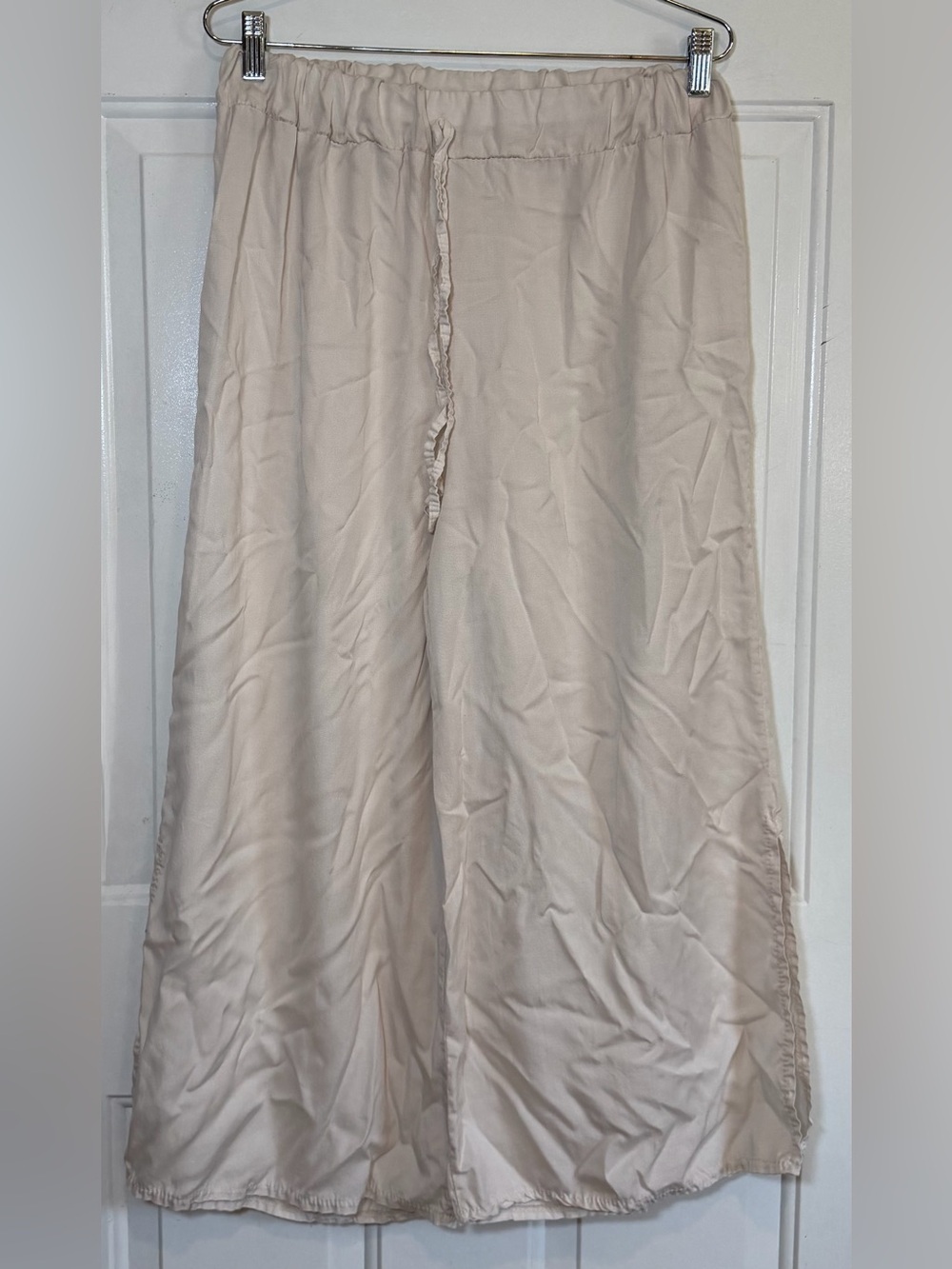 Tempo Paris Cream Color Lightweight Size Medium Ankle Pants Linen Rayon Women’s